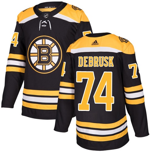 Adidas Men Boston Bruins 74 Jake DeBrusk Black Home Authentic Stitched NHL Jersey